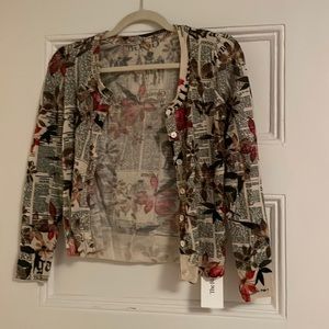 Galliano funky newspaper cardigan
